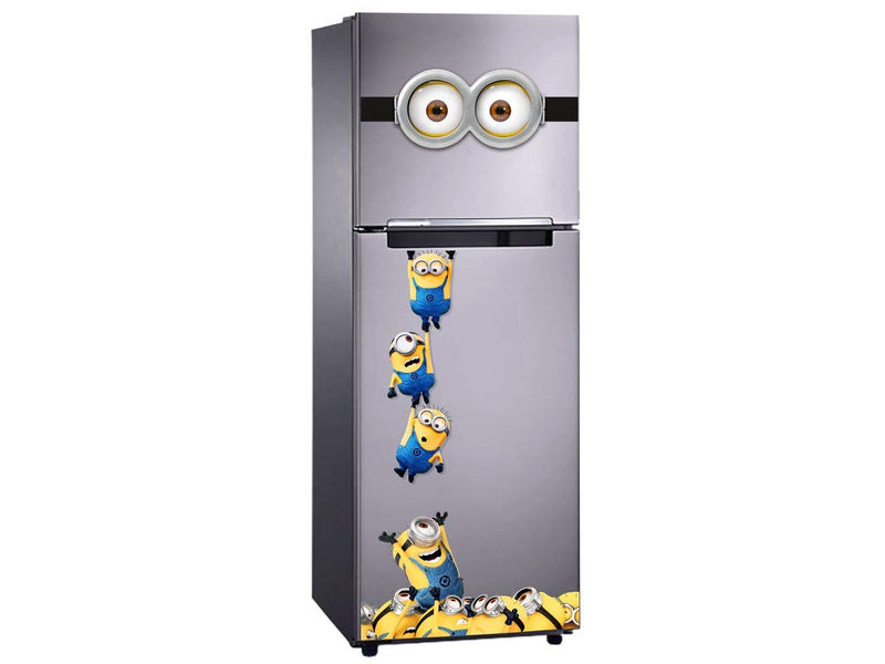 DivineDesigns™ Vinyl Minions Climbing Fridge Wall Sticker for Living Room/Bedroom/Office Decorative (Multicolour), Anime, Pack of 1