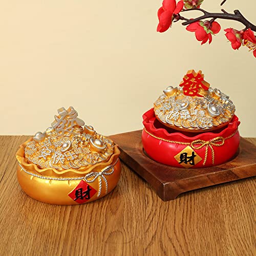 MYADDICTION Chinese Ashtray with Lid Resin Crafts Sculpture for Home Decoration Men Gift Red C