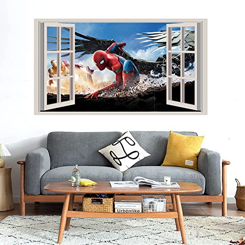 GADGETS WRAP Printed Wall Decal Sticker Fake Window Style Decal (90cm x 50cm) - Spiderman Homecoming 2017 4k 8k Wide