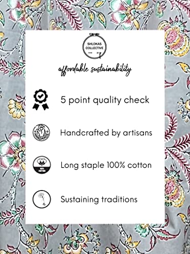 Shlokas Collective Ikkat Pure Cotton Handmade, Artisanal Kingsize Double Bedsheet, 2 Pillow Covers Free, Geometric Pattern (Pink & Sap Green)