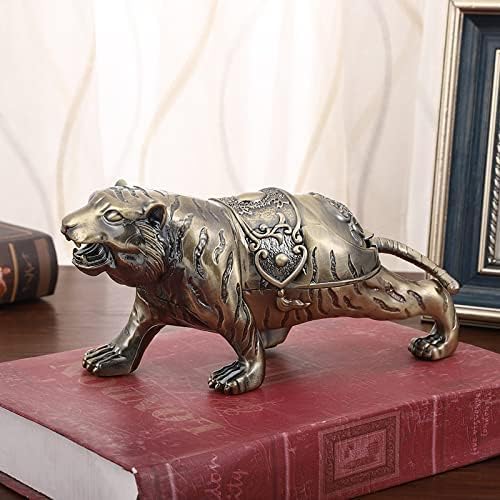 XieXie Creative Ashtray, Anti Fly ash Tiger Style Ashtray with lid Home Living Room Office Decoration Ornaments (golden)