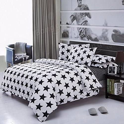 Ubersweet® 3 Or 4pcs Polyester Fiber Black White Stripe Plaid Stars Reactive Print Sets