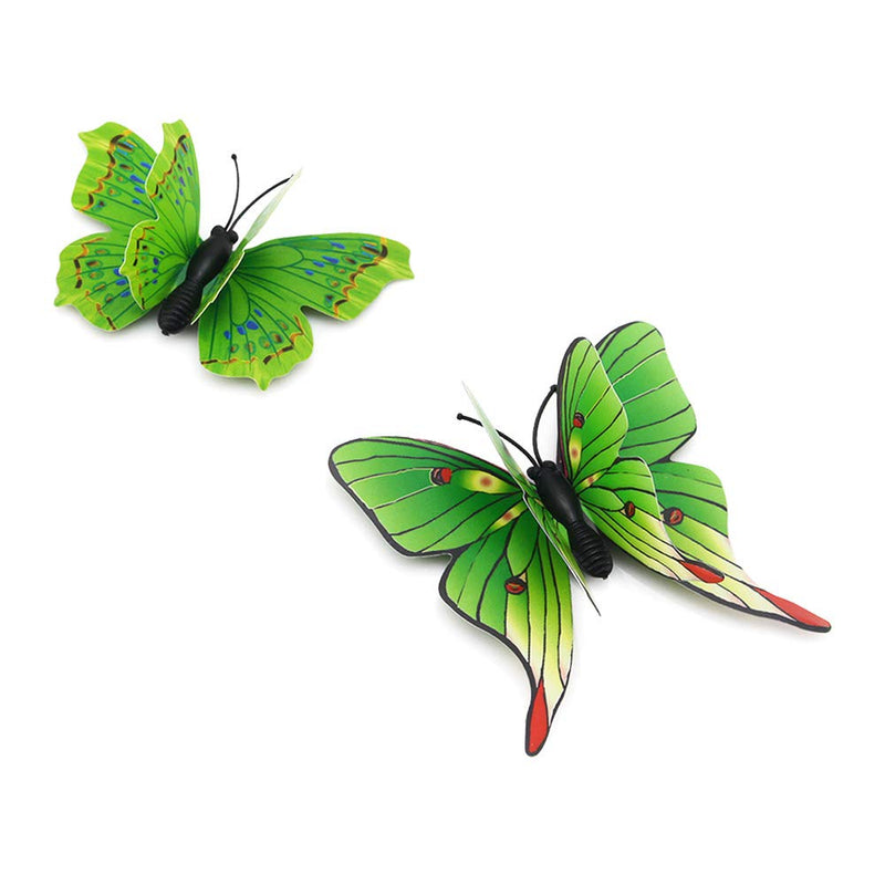 Liv'Oliv 12 Pcs 3D Metal Butterfly Wall Stickers (Green)