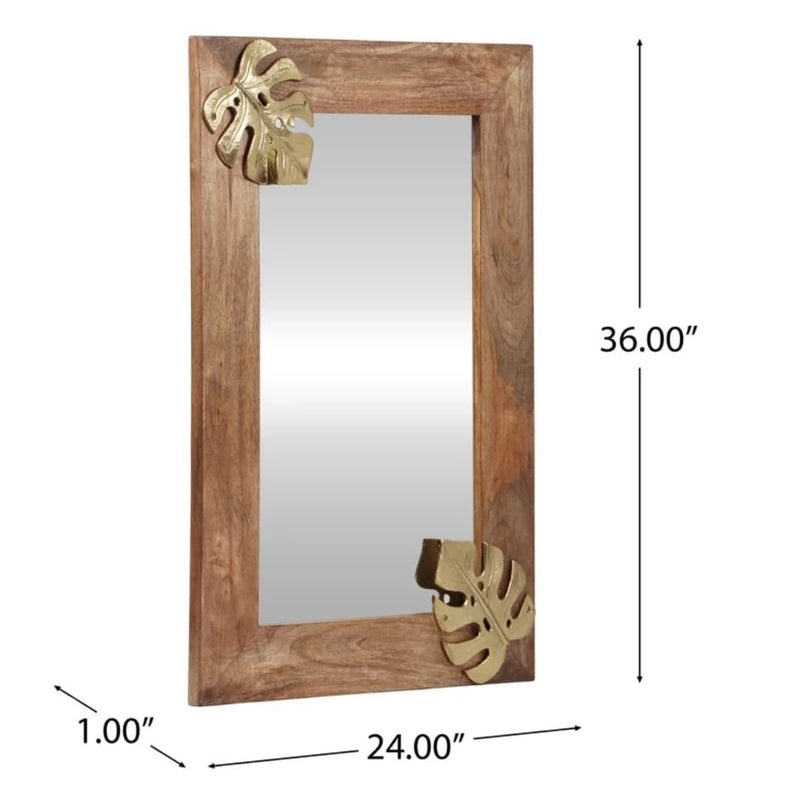 WILDWOOD Mango Wood Wall Mirror | Wall Frame Mirror | Wall Hanging | Mounted | Only Frame with Out Mirror (36"x24")(Brown)