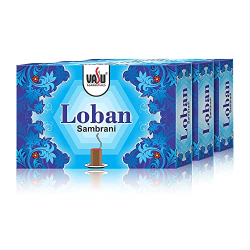 Cycle Pure Vasu Loban Sambrani Dhoop for Pooja (288 pcs) | Dhoop batti Guggal for Puja, Home & Festivals | Loban Dhoop Original with Burner | Pack of 3 (96 Dhoop/pack + 1 burner plate/pack)