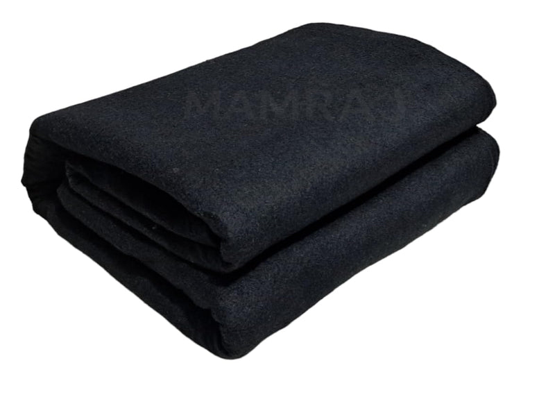 MAMRAJ Plain Acrylic Wool Blankets, Full-Length, Solid-Design Single Bed [Black] ( 225 cm x 150 cm)