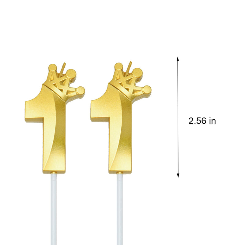 2.56 inch Gold 11 Number Birthday Candles,Gold Cake Number Candles, Numeral 11 Cake Topper for Birthday Decorations