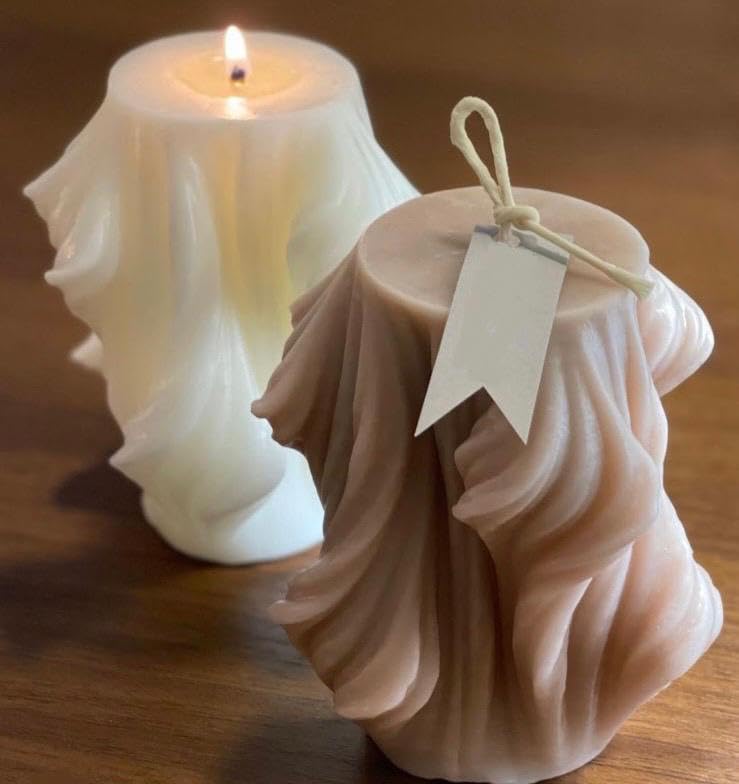 Carved Wave Set of 2 Candles Scented Luxury Soy Wax