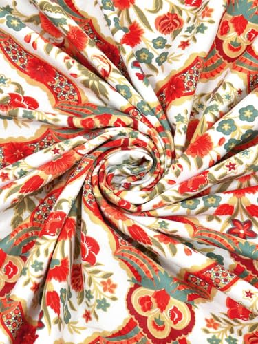 Salona Bichona Floral Orange Cotton Flannel Double Dohar.