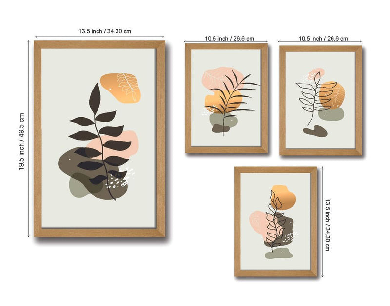 SAF paintings Set of 4 Modern Art Premium Brown frame painting for Wall Decoration SA-B41M1K3