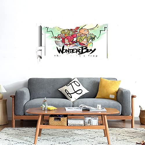 GADGETS WRAP Printed Wall Decal Sticker Scratched Paper Style Wall Decal (90cm x 50cm) - Wonder Boy The Dragon's Trap