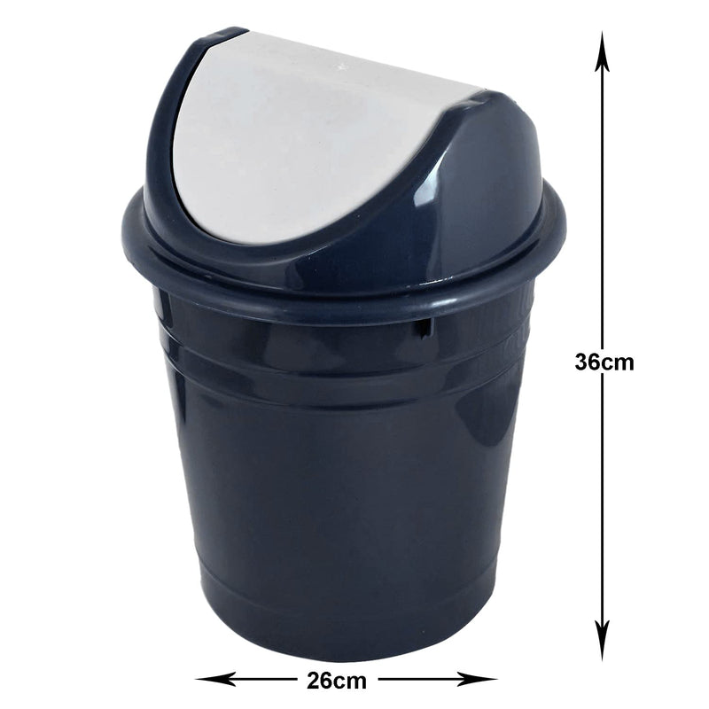 Kuber Industries Plastic Dustbin With Swing Lid, Trashbin, Wastebin For Kitchen, Bathroom, Office Use, 10 Liter (Black)-47KM0870