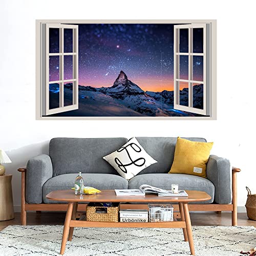 GADGETS WRAP Printed Wall Decal Sticker Fake Window Style Decal (90cm x 50cm) - Nature Landscape Night