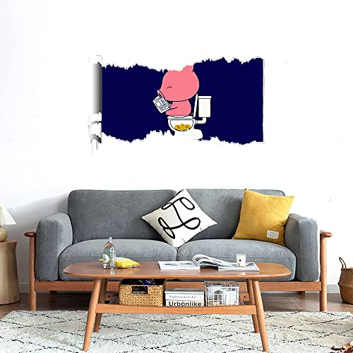 GADGETS WRAP Printed Wall Decal Sticker Scratched Paper Style Wall Decal (90cm x 50cm) - Pig Coins