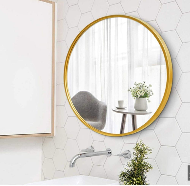 Art Box Bathroom Mirror, Round Wall Shower Mirror, Wrought Iron Frame, Ultra-Clear Mirror, wear-Resistant and Durable, Safe and Stable/Golden Size 18x24Inch