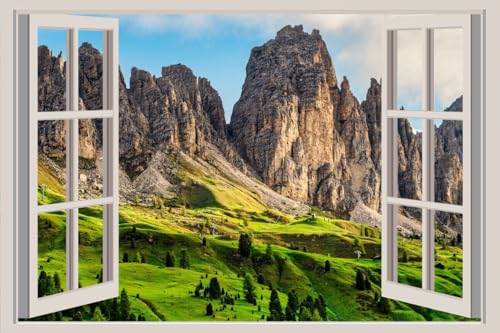 JVERF - JZZA23218 Italy Mountains Dolomites Crag Alps| Self-Adhesive Open Window Wall Sticker