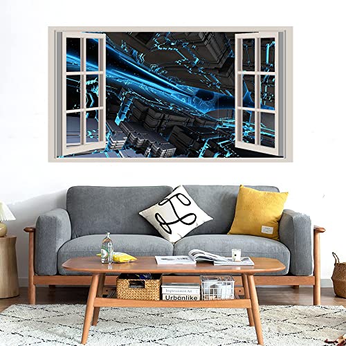 GADGETS WRAP Printed Wall Decal Sticker Fake Window Style Decal (90cm x 50cm) - Space Blue