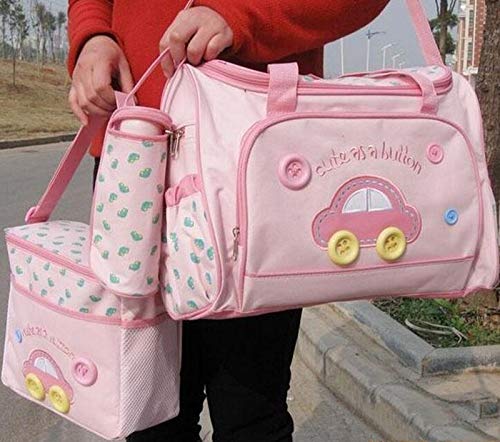 xcluma Baby Diaper Nappy Changing Baby Diaper Bag Mother Bag Mummy Bag Handbag (4 Pcs Set- Pink)