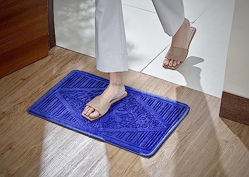 Amazon Brand - Solimo Premium Super Soft Fleece Rectangular Doormat for Home|Room|Office - Blue (38 X 58 Cm)