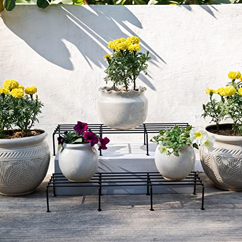 TrustBasket Indigo Anti Rust Metal Plant Stand for balcony (Set of 2 Black) | Planter stand for living room - 24 inches | Pot stand for outdoor & Indoor plants