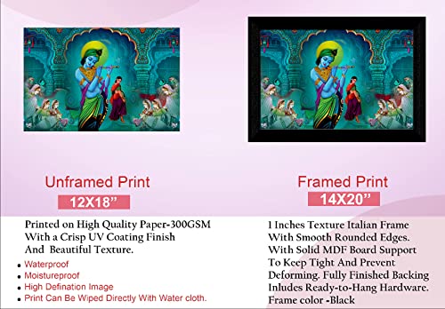 SAF Pack of 1 Radha krishna religious modern art wall painting with framed for living room 11 inch x 14 inch CANFM31278