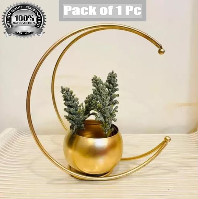 TAJ INDIA HANDICRAFTS Metal Design Vase Table Decoration Flower Vase gold powder coated (24x24) CM Flower pot for home Decoration Pack of 1 Piece