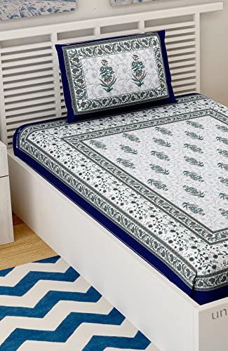 UniqChoice 100% Cotton Jaipuri & Rajasthani Traditional Single Bed Sheet with 1 Pillow Cover