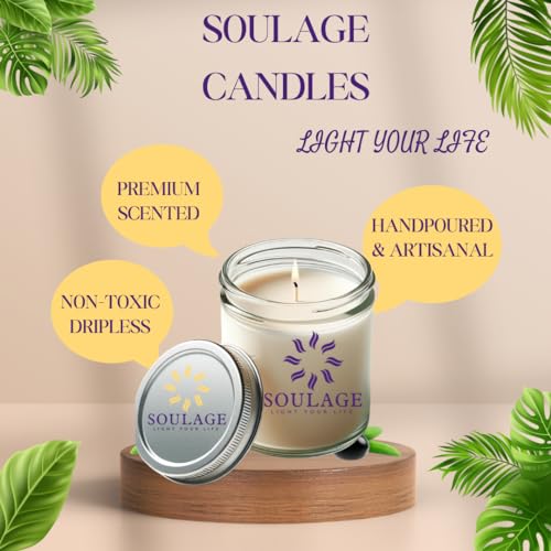 SOULAGE Premium Oud Scented Jar Candle| Luxury Aromatherapy| Hand Crafted| Natural Soy Wax| Healing & Meditation Candles| Non Toxic| Anti Mosquito| Long Burning| Smokeless & Dripless|(Set of 3)