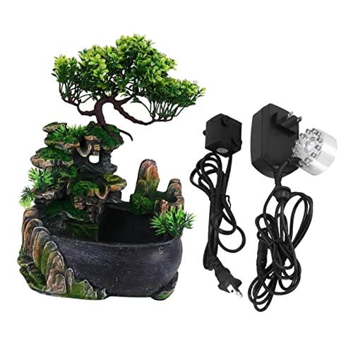 ATORSE® Desk Fountain Rockery Flowing Water Fountains with Light Ornament with Mist