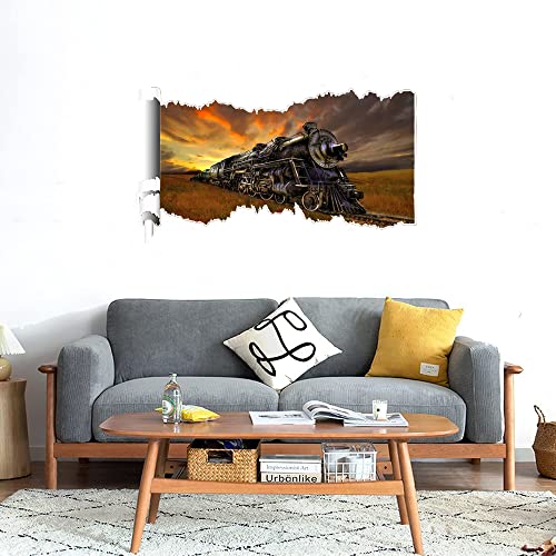 GADGETS WRAP Printed Wall Decal Sticker Scratched Paper Style Wall Decal (90cm x 50cm) - Steam Train