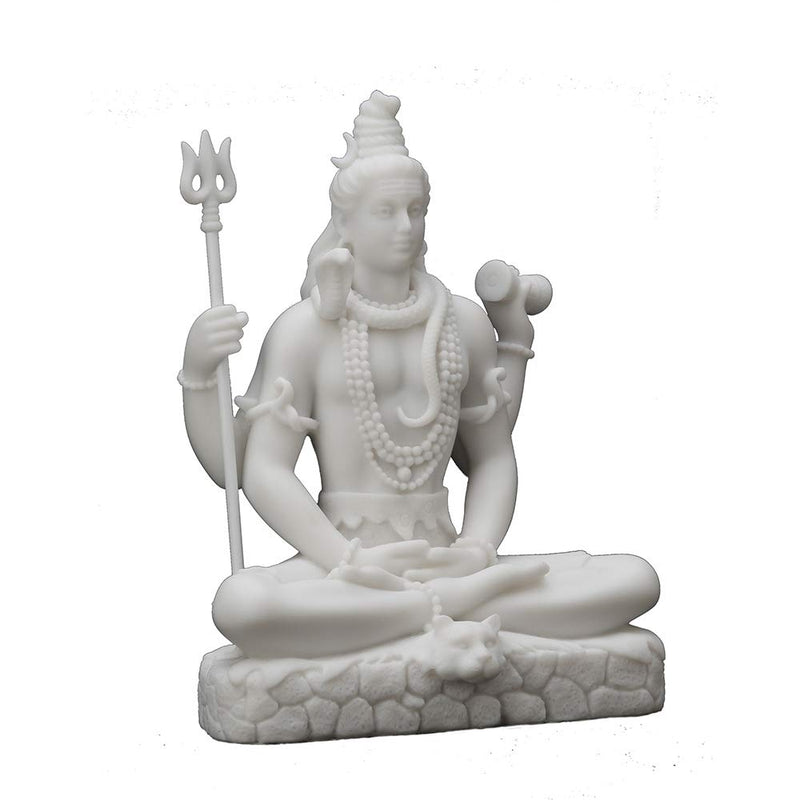 Veronese Design 6 1/8" Tall Resin Cast Marble Finish Meditating Shiva Hindu God Statue Indian Idol, White