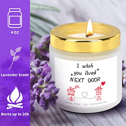 Best Friend Friendship Gifts for Women, Rotating Scented Candles - I Wish You Lived Next Door Candle - Birthday Gifts for Friends, Sister, Mom Coworker, Classmate