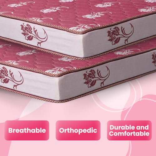 COCOFOAM 4" REBONDED and 1" HR Pure Foam Orthopedic Mattress Both Side Quilting 14MM Peeling HD Foam Queen Size Mattress for Superior Back Care (78x66x5 in Maroon)