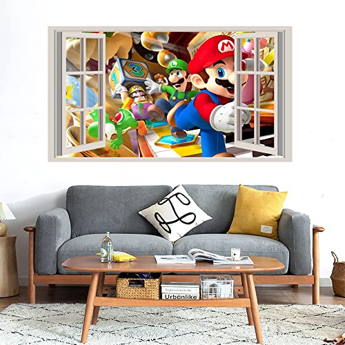 GADGETS WRAP Printed Wall Decal Sticker Fake Window Style Decal (90cm x 50cm) - Mario Super