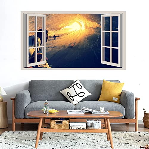 GADGETS WRAP Printed Wall Decal Sticker Fake Window Style Decal (90cm x 50cm) - Sun Through Tides