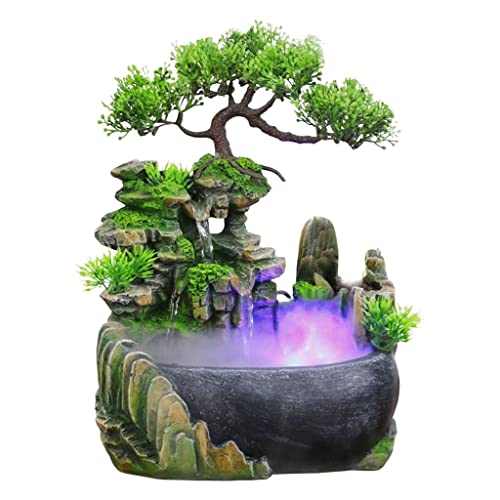 CALANDIS Table Fountain Rockery Landscape Bonsai Statue Spray Water Fountain with Fog