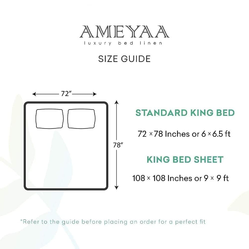 AMEYAA Cotton Feel Glace Cotton Elastic Fitted Printed King Size Double Bed Bedsheet with 2 Pillow Covers fit upto 8 Inches, Size 72x78x8 Inch Black