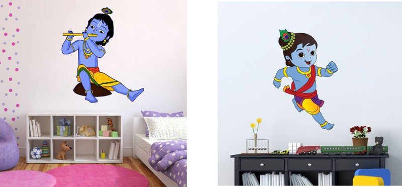 Delight Art LittleTwo Shree Krishna Design Wall Sticker Size - ( 58*54 ) cm Model id - ( DAMC00805L )