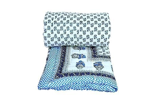 fashhub Jaipuri Rajasthani Traditional Lightweight Pure Cotton Double Bed Soft Jaipuri AC Quilt/Razai Floral Print