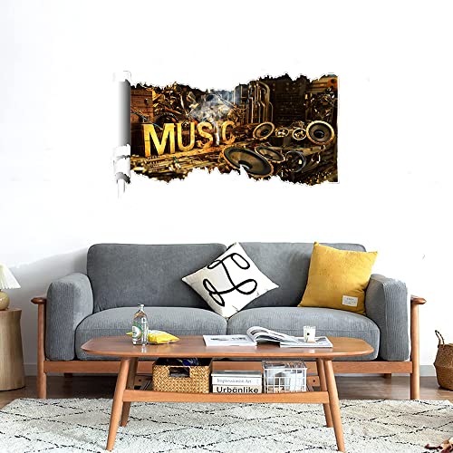 GADGETS WRAP Printed Wall Decal Sticker Scratched Paper Style Wall Decal (90cm x 50cm) - Music World