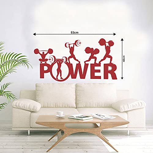 global graphics Decorative burgandi Power Gym Wall Sticker (PVC Vinyl)