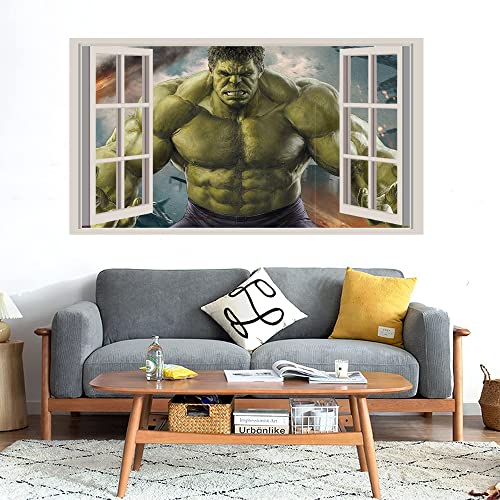 GADGETS WRAP Printed Wall Decal Sticker Fake Window Style Decal (90cm x 50cm) - Hulk Angry