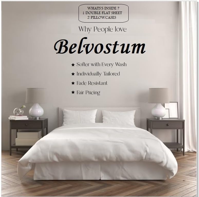 BELVOSTUM 144TC Microfiber Double Bed Bedsheet for Double Bed Sheet King Size Bed Cotton - 90 x 95 in - Black - Includes 1 Bed Sheet and 2 Pillow Covers