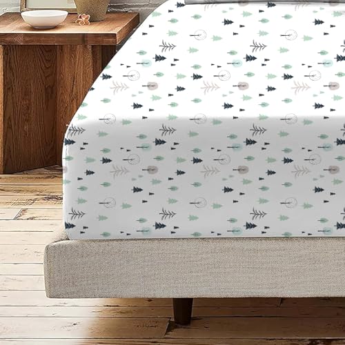 Bedsheet for King Bed, King Bedsheet Cotton, Fitted Bed Sheet Set with 2 Pillow Covers, King Bedsheet, 144 TC 100% Microfiber (Elastic Fitted Sheet 78x84:Winter Forest)