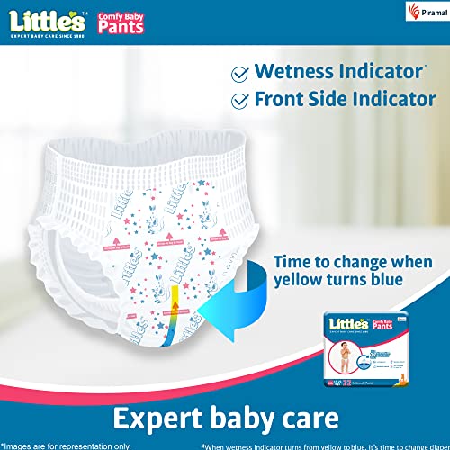 Little's Baby Pants Diapers Extra Extra Large (XXL), 15-25 kg, 44 Units x Pack of 2, White, with Wetness Indicator & 12 Hours Absorption