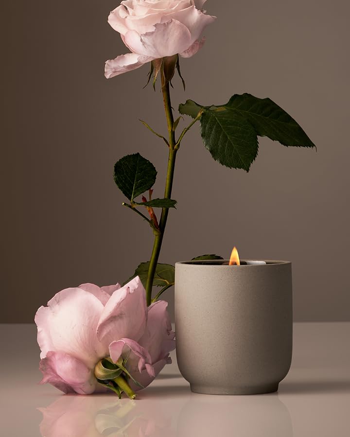 Homecourt Luxury Candle - 60-Hour Burn Time, Reusable Kiln-Fired Ceramic Vessel - 8 Oz Steeped Rose