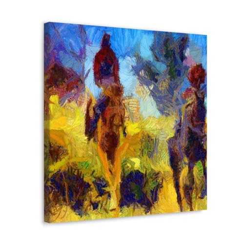 GADGETS WRAP Canvas Gallery Wrap Framed for Home Office Studio Living Room Decoration (17x17inch) - Running Horses Oil Painting