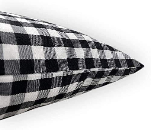 ATOOTFUSION Black and White Checkered Microfiber 16 X 25 Inch Size Soft Plush Cushy Pillow (Pack of 02)