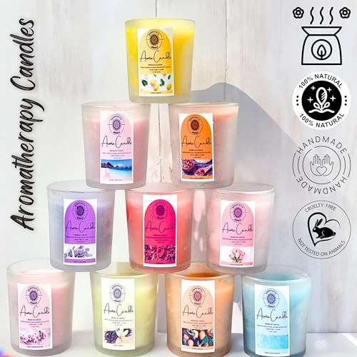 Bodhichitta Scented Candles,Organic Wax Candles 10x70gm Each (Pack of 10 Candles),Aromatic Votive Candles Fragrance Upto 12 Hours