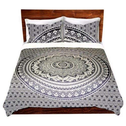 Raj Handicrafts Ombre Mandala Cotton Tapestries Throw Blanket (Black Grey, 84x54 Inches)